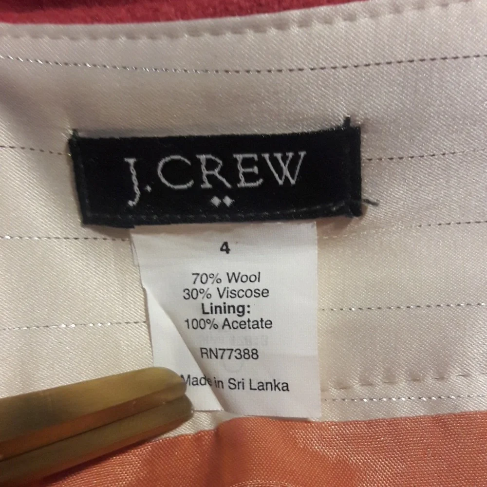 J. Crew Factory wool viscose blend lined  midi coral color skirt size 4 - Picture 6 of 10